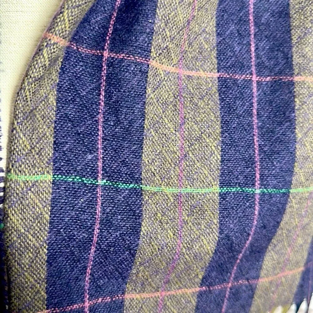 Vintage Lord & Taylor Wool (?) Striped Scarf Taupe Blue Men’s Women’s